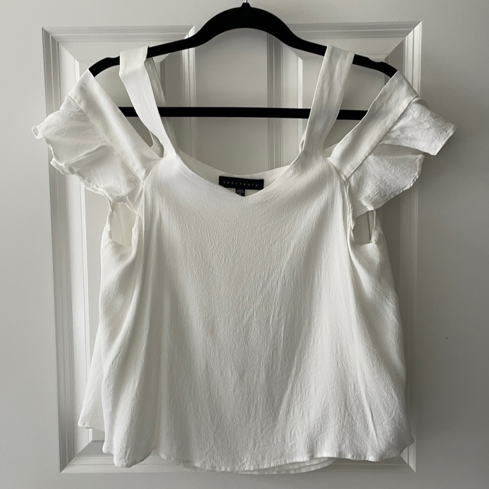 Sanctuary White Cold Shoulder Top